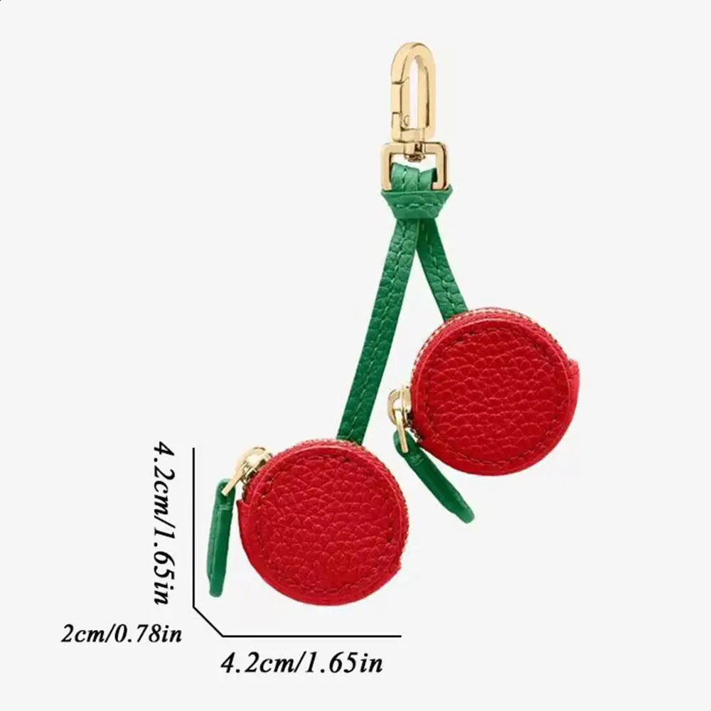 Portable Cherry Fruit Shape Charm Coin Purse Cute Mini Lemon Strawberry Wallet Pouch Leather Creative Bag Charm Pendant Gifts 250801