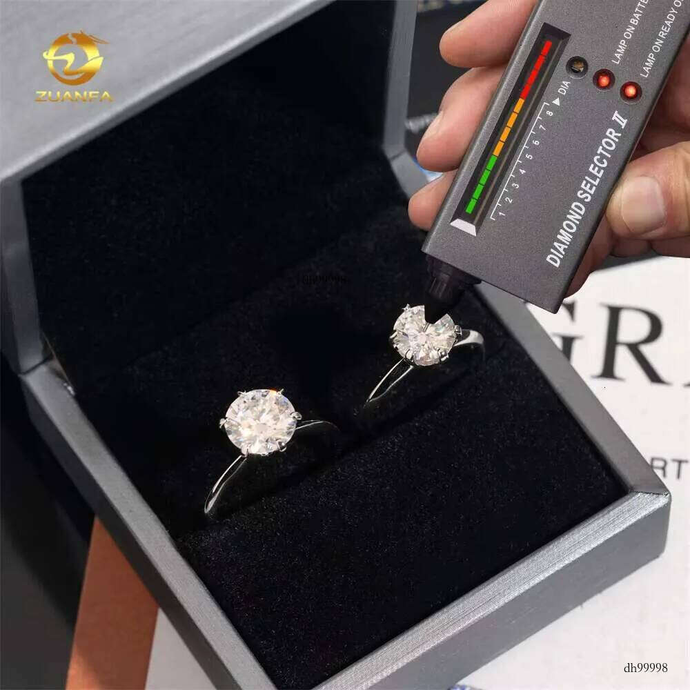 0.5ct 1ct 2ct 3ct Moissanite Engagement Rings Sier 6 Prong Set Women Wedding Ring Pass dia tester Solitaire ring