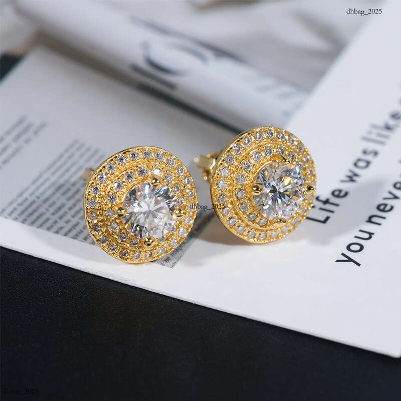 Super Sparkling Moissanite Pure Sier Full Dia Inlaid Unisex Commuting Design Hip-Hop Style Earrings
