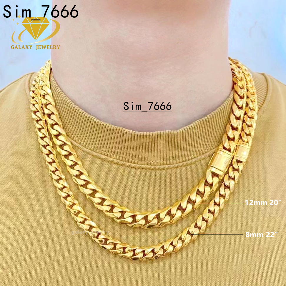 Hiphop Thick Cuban Curb Chain Real Solid S925 Silver Mens Gold Plated Polishing Necklace Heavy Miami Cuban Link Chain