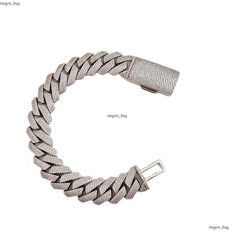 18mm 4 Row Sterling Silver Micro Pave Moissanite chain Cuban Bracelet Necklace Hip Hop Men's Trendy Style 111