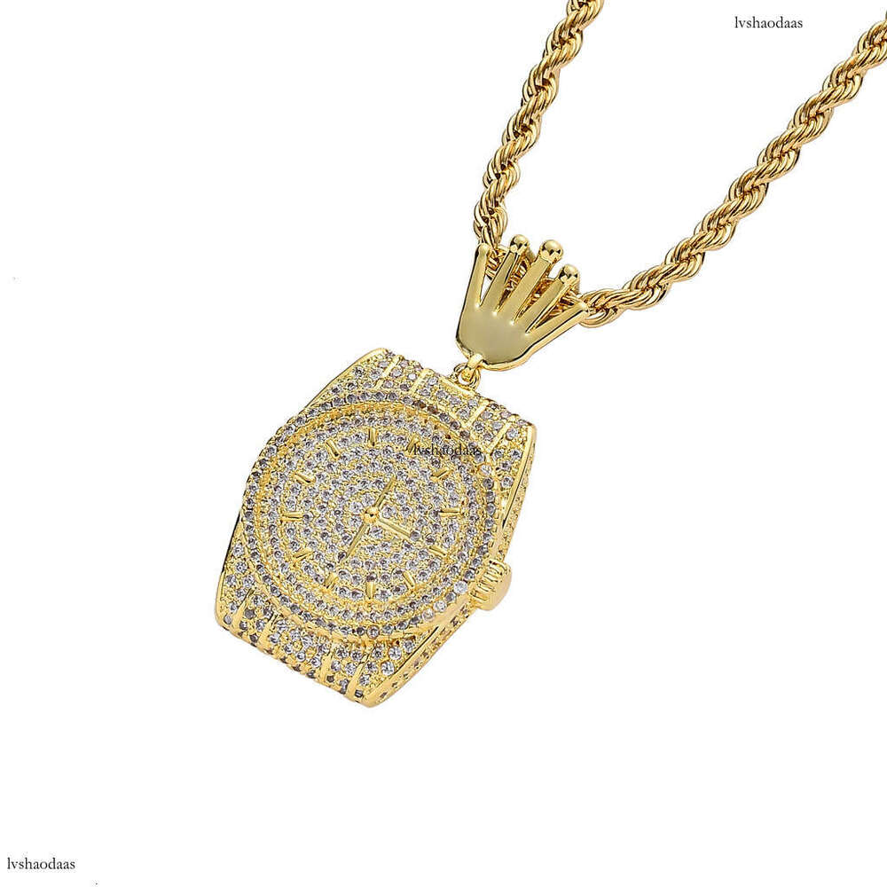 Necklace Men Personality Moissanite chain Dial Watch Clock Men's Jewelry Hip Hop Pendant