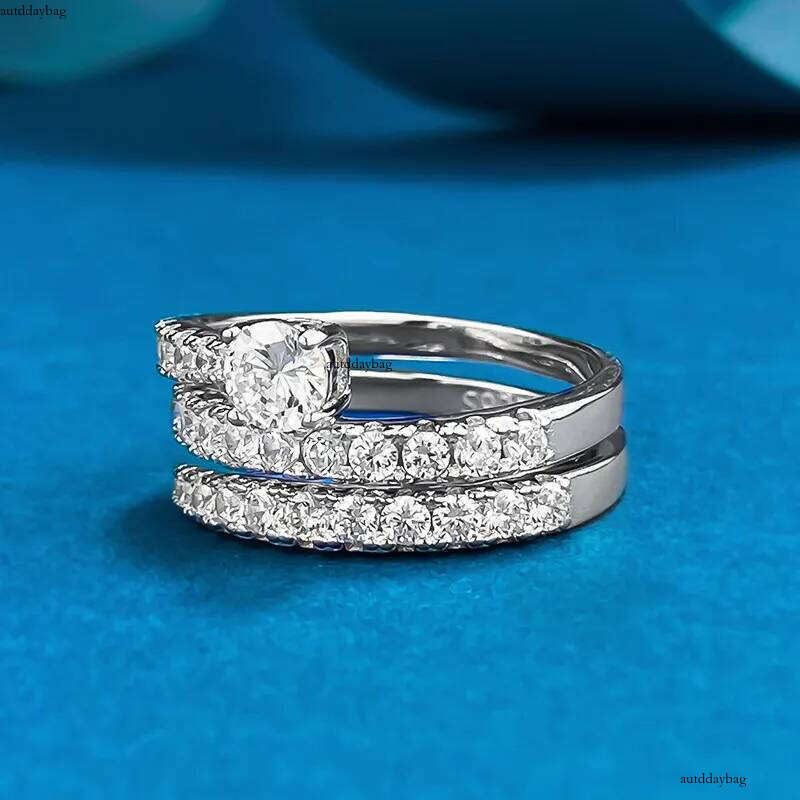 Choucong Ins Top Sell Wedding Rings Simple Fine Jewelry Genuine 100% Sterling Sier Round Cut White Lab Moissanite Dia Women Wrap Open Ring Adjustable 