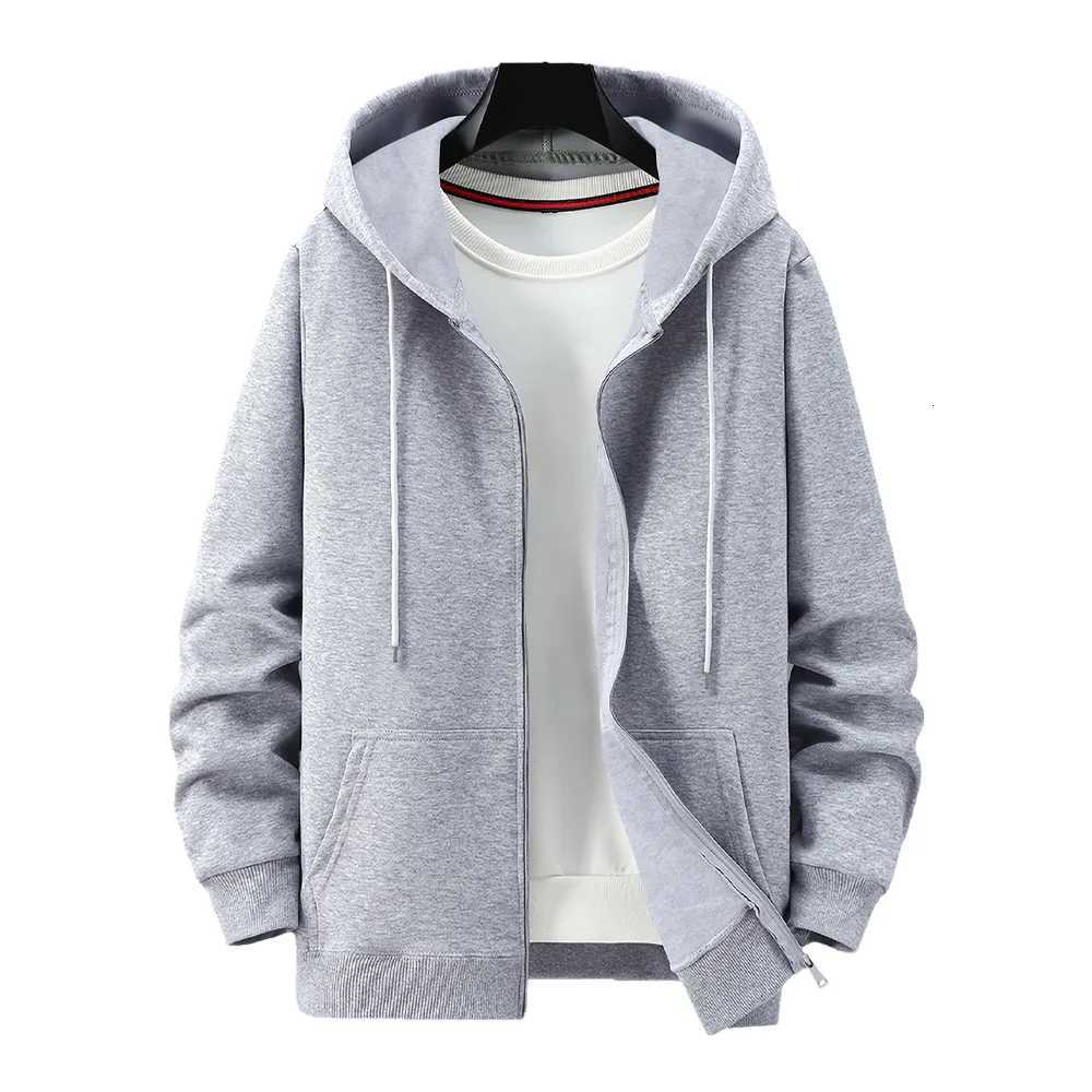 Mens Casual Sports Zipper Hooded Jacket Solid Color Hooded Sweatshirts Mens Cardigan Coat Casual Male Jacket Sportswear W250809