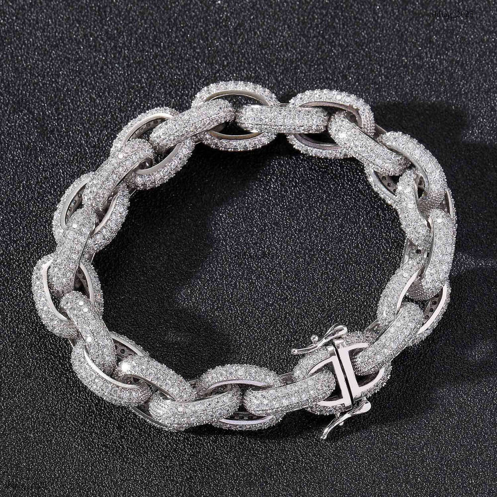 Hip Hop O Bracelet 13mm Micro Paved Zircon Cross Chain Men's Personality Bold Jewelry