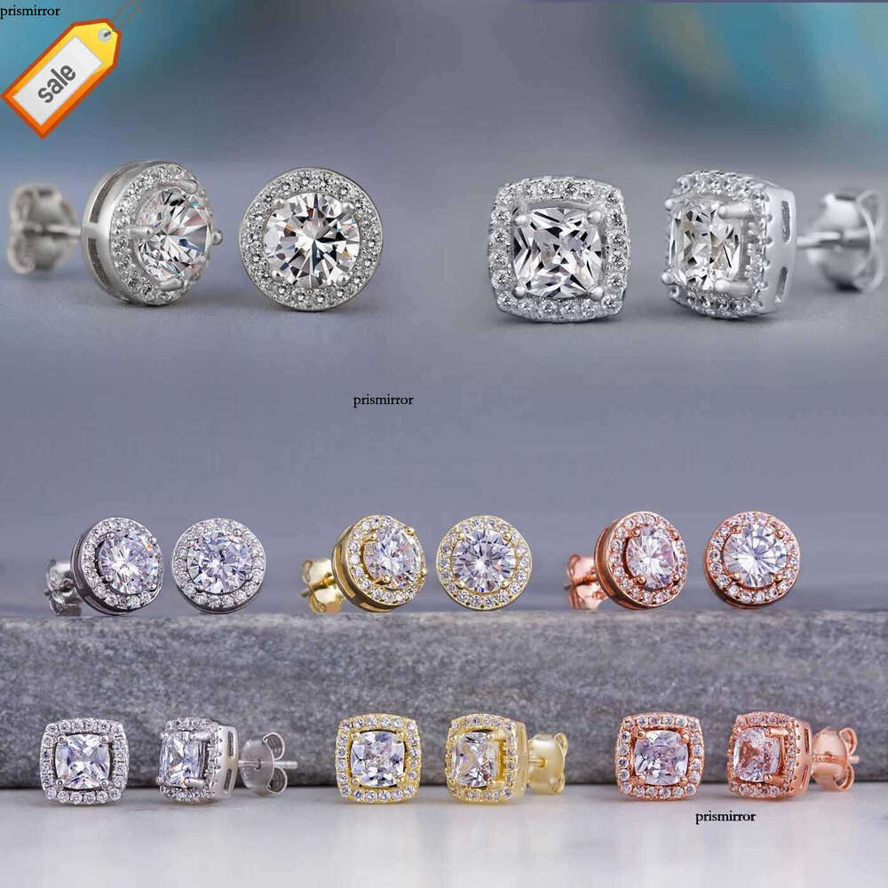 CAOSHI Square Round Cut Inlaid Stone Silver Rose Gold Plated Cubic VVS Moissaniteia Stud Earrings Women 2022