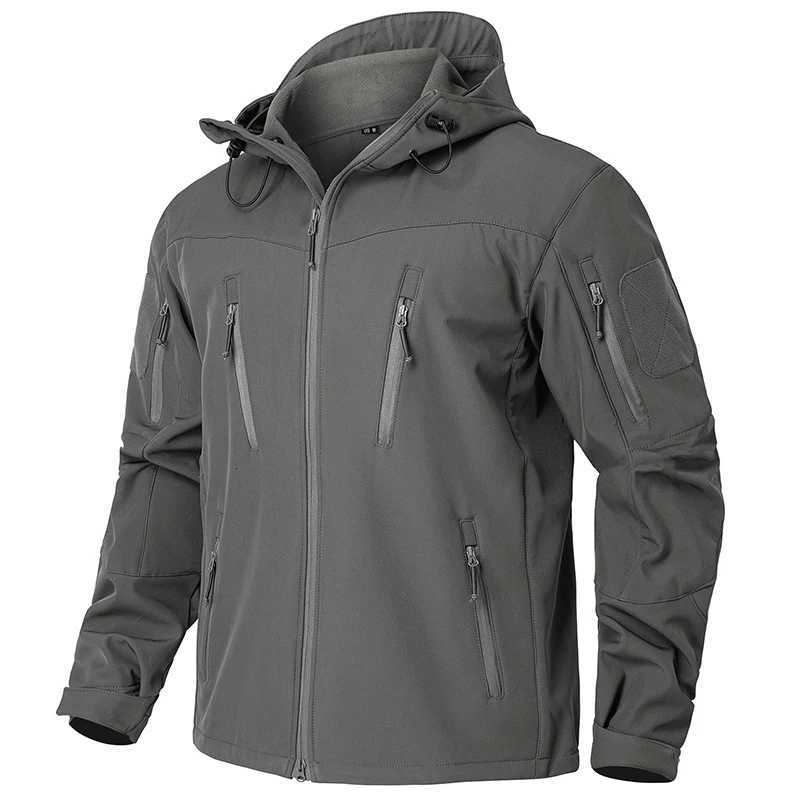 Mens Waterproof Softshell Tactical Jacket Winter Windproof Fleece Hoodie Jacket Outdoor Hiking Skiing Windbreaker Coat W250809