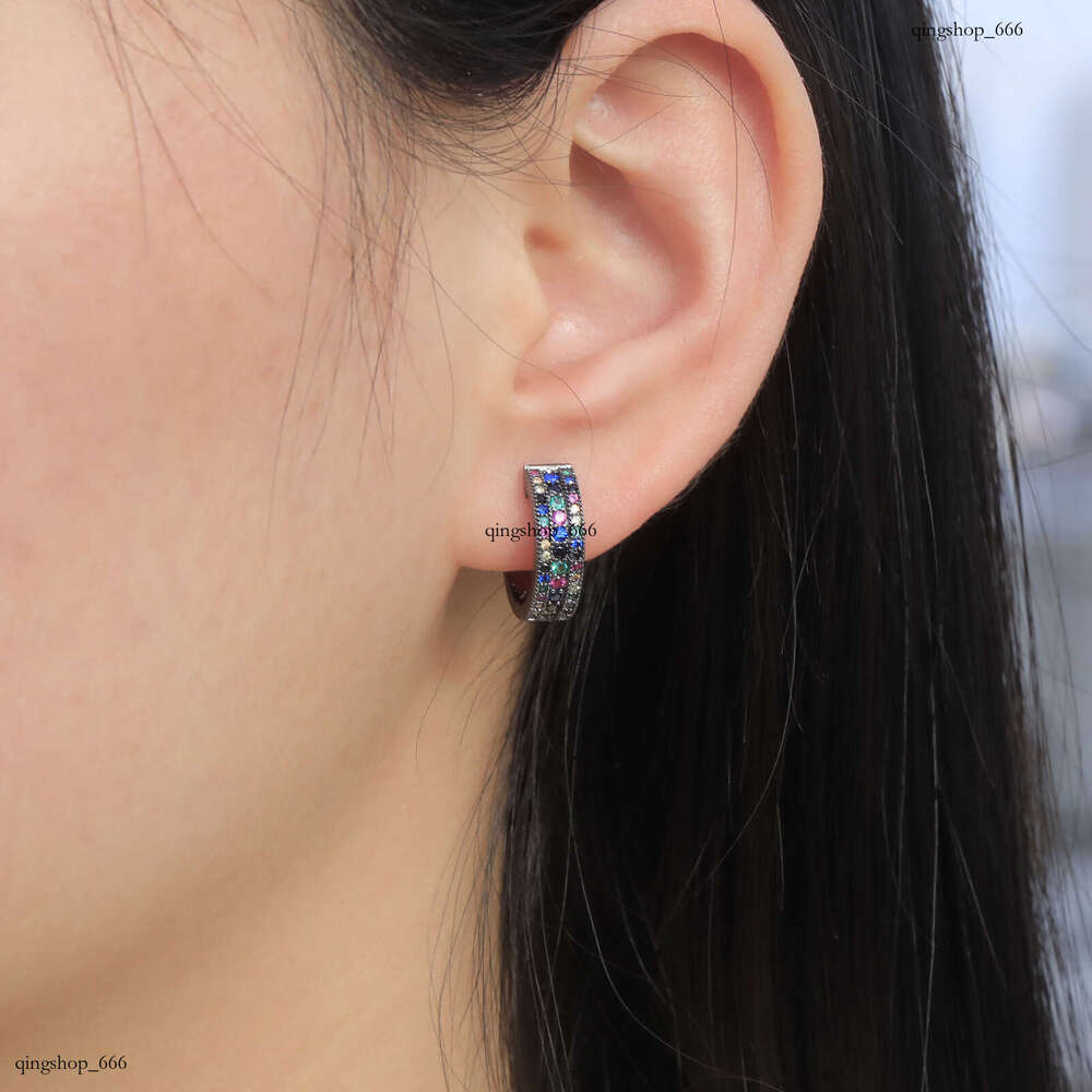 Hoop Micro Paved Colorful Zircon Individually Packaged Exquisite Hip-Hop Unisex Earrings Gold Australia