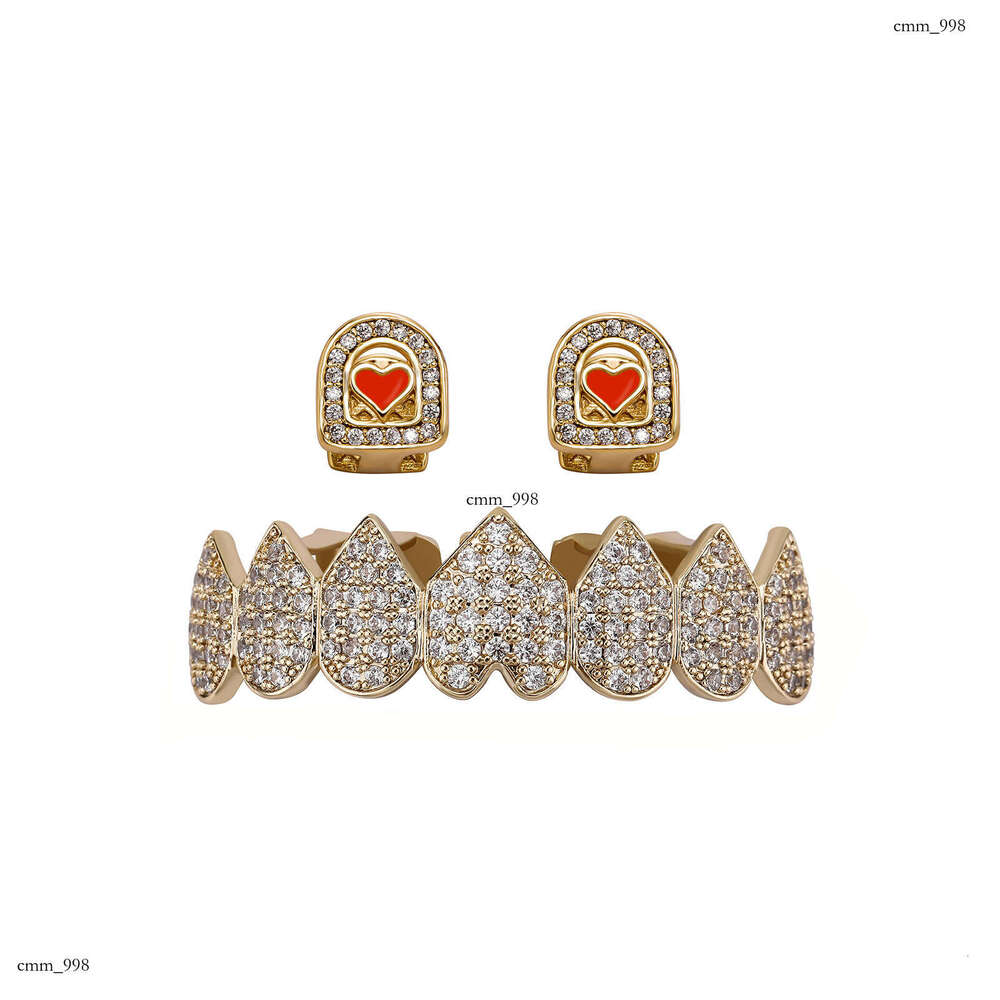 DIY Set Full Dia Sterling Silver Inlaid Zircon Hip Hop Gold Teeth Grillz