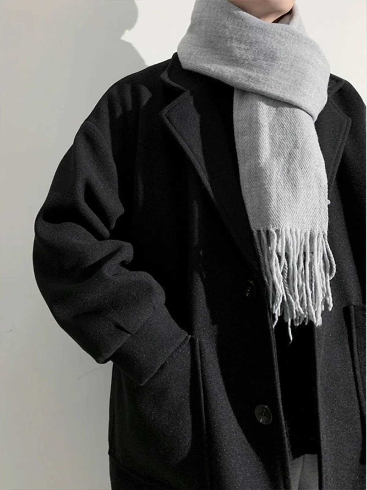 Mens Lamb Velvet Jacket Thinned Medium Sleeve Autumn Winter Woolen Suit Coat Lightweight Mature Sle Fashionable Coat XJ250809