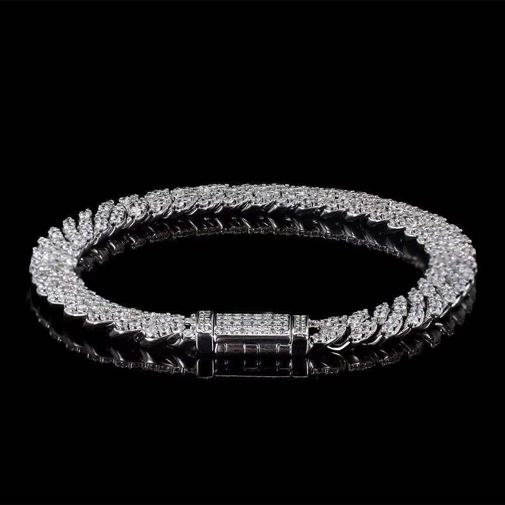 8mm Cuban Ice Out Hip Pulsera De Cadena Mujer Curb Hop Hand Chain Bracelet