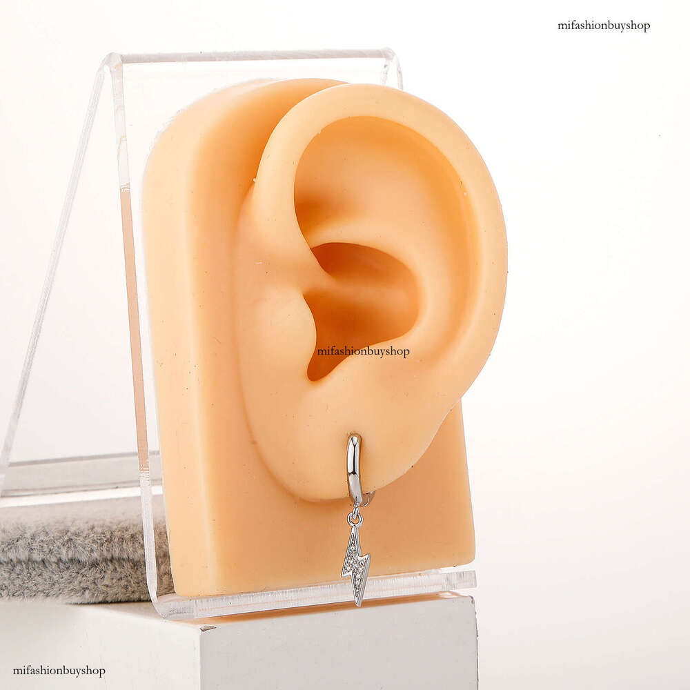 Inlaid Dia Lighing Niche Earrings Fashion Design Sense Studs Personality Versatile Cuffs Trendy Unisex Ear Jewelry