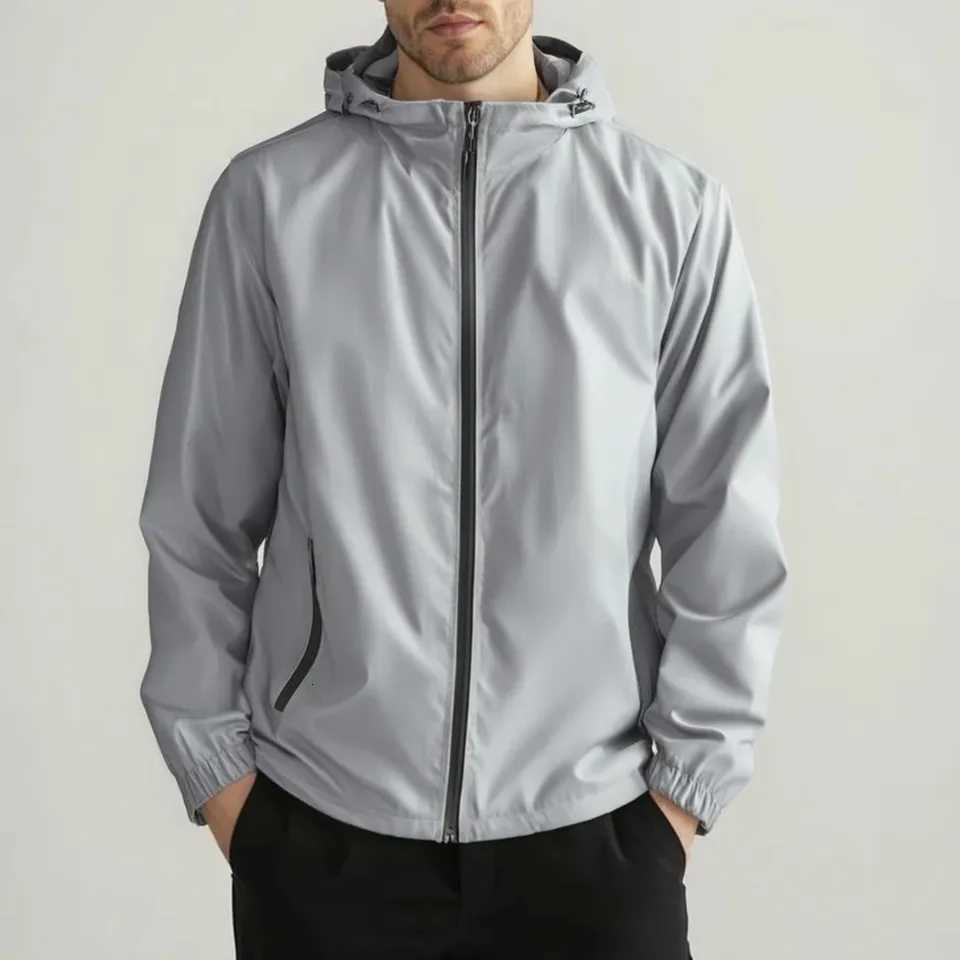 Men Summer Outdoor Reflective Jackets Thin Lightweight Loose Large-Size Sun-Protective Clothing Waterproof Windbreaker Jackets W250809