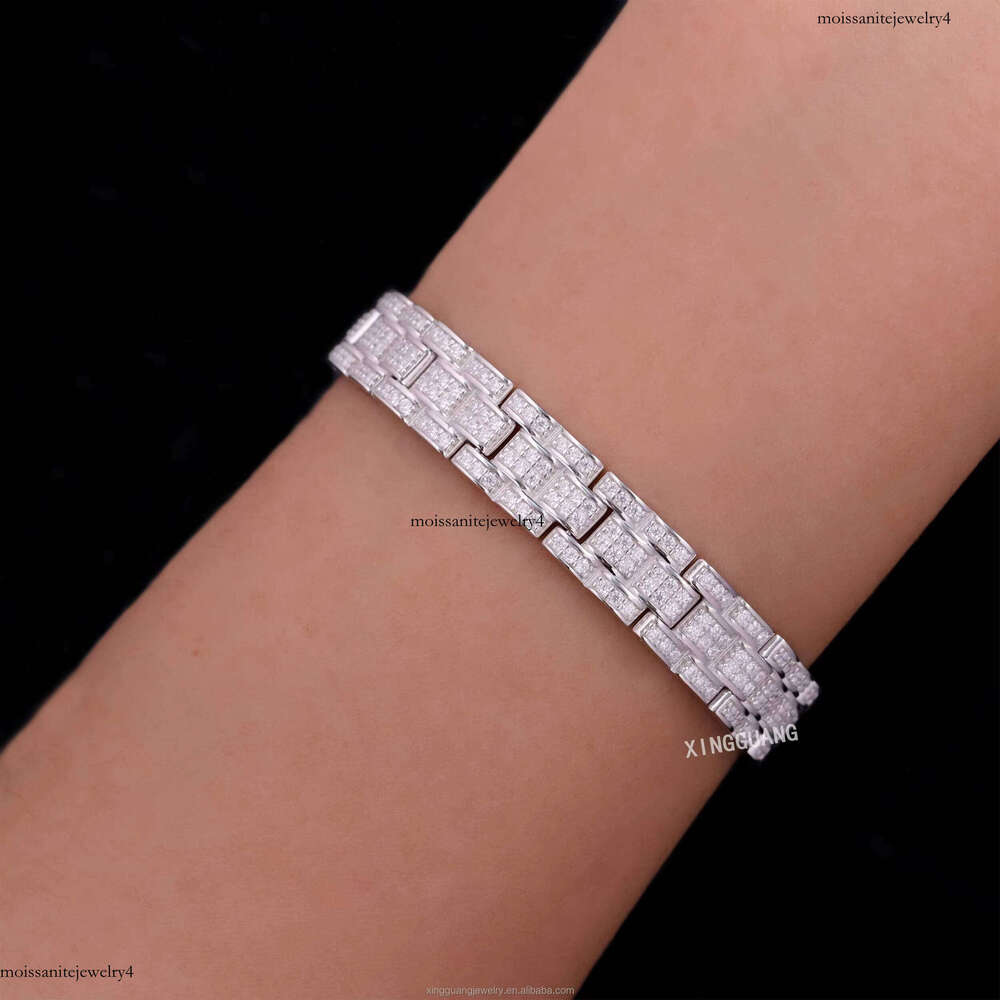 New Design VVS Dia Hip Hop Rapper Bracelets 8mm-12mm S Sier Iced Out Moissanite Cuban Link Bracelet Fine Jewelry