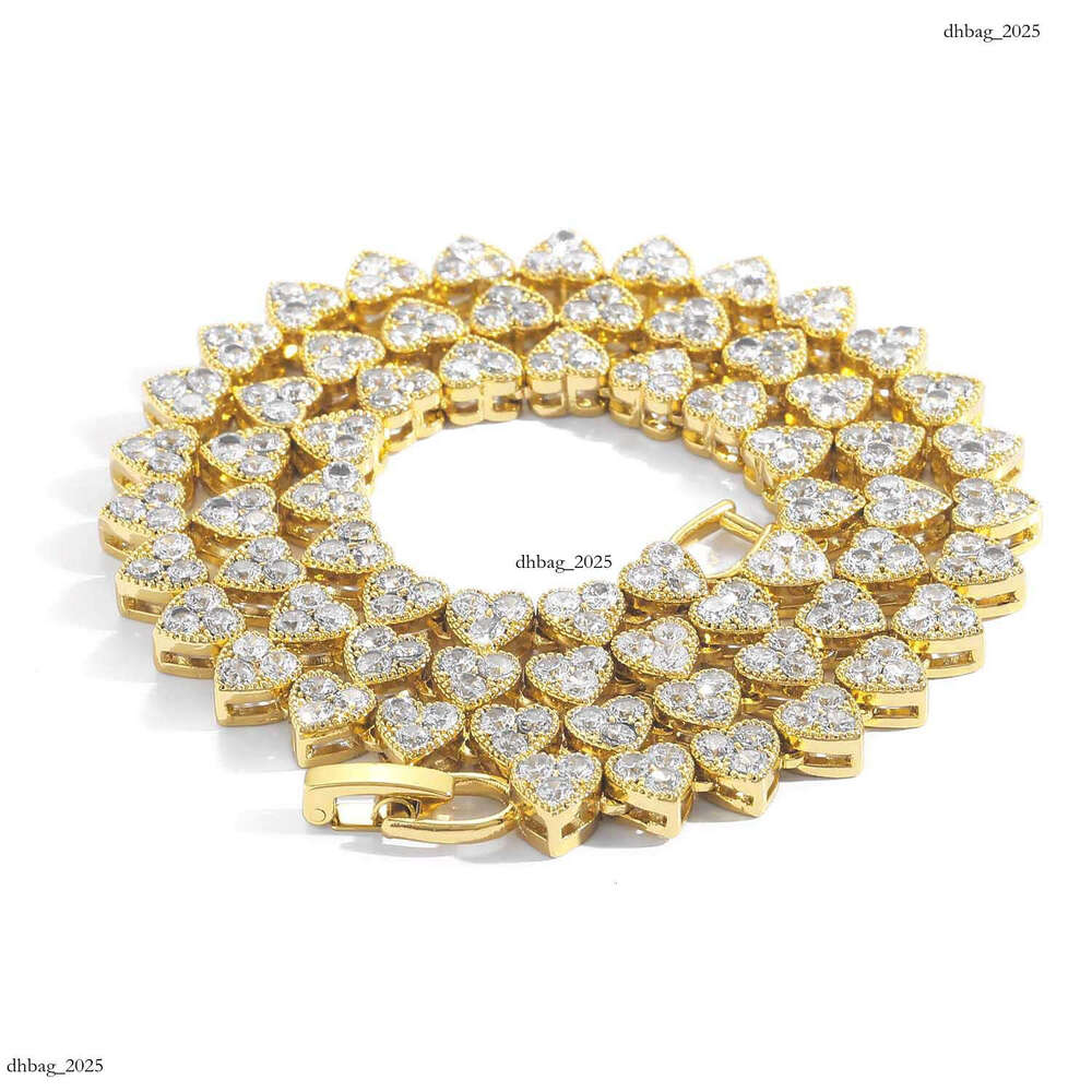 New Moissanite chain 6.5mm Wide Heart Shape Unisex Couple Personality Hip Hop Necklace