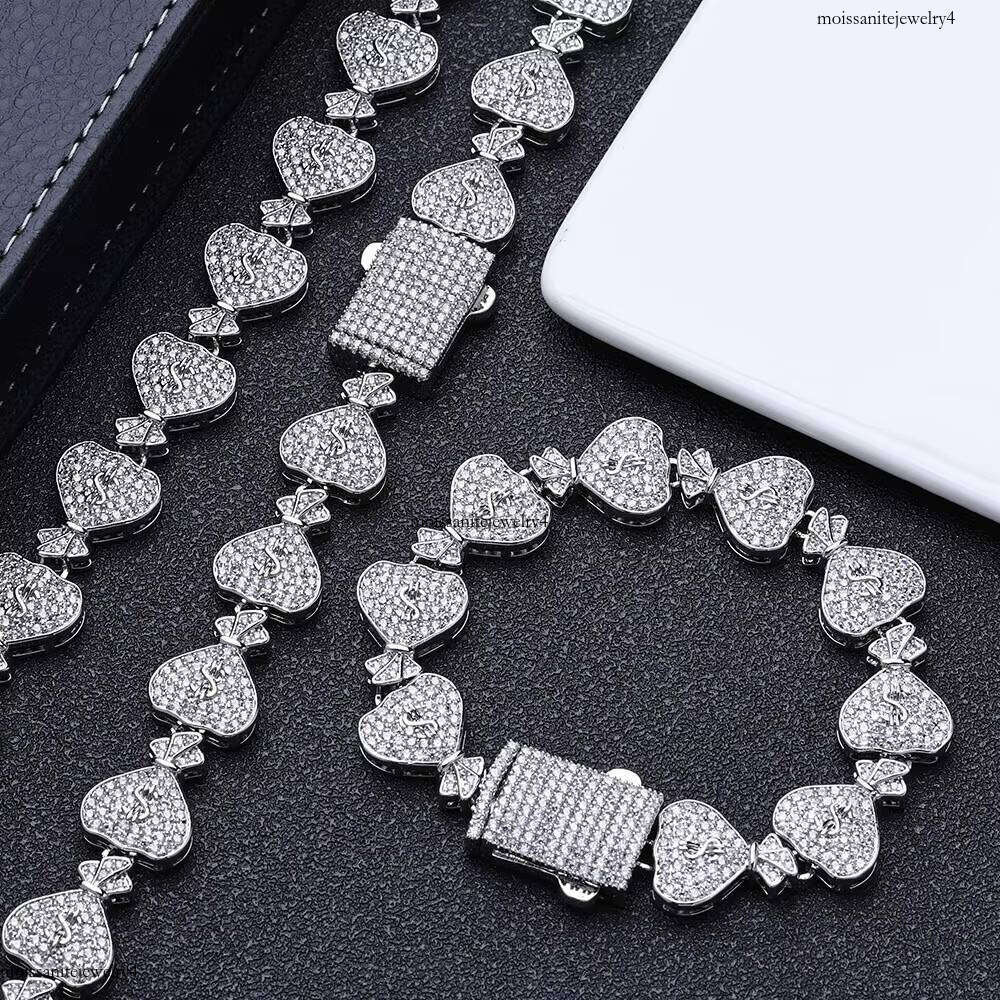 NUOYA Women's Dia Sier Gold Color Micro Pave Shiny Zircon Iced Jewelry Money Bag Link Chain Bracelet
