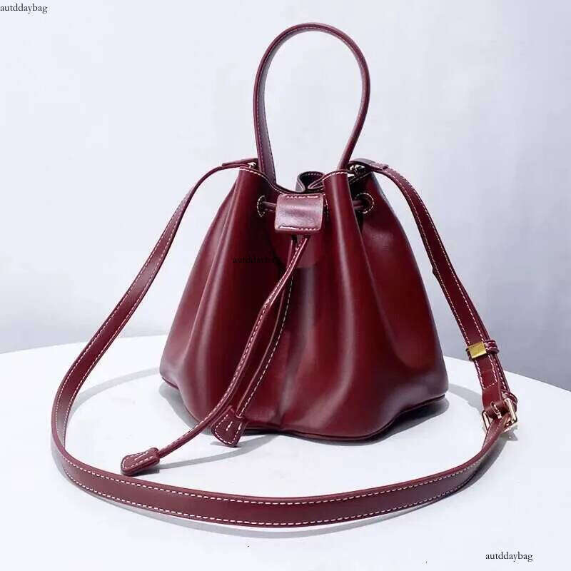 Pleated Drawstring Bucket Bags For Women Designer Handbags And Purses 2024 New In Fashion PU Leather Shoulder Crossbody