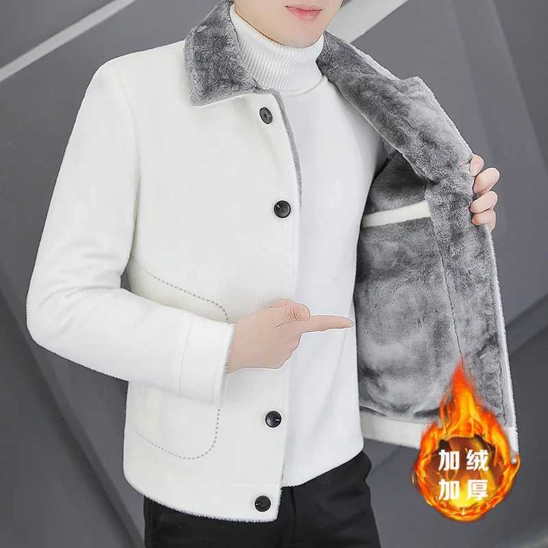 2022 Winter Embroidery Woolen Jacket Men Thick Warm Short Trench Coat Casual Business Overcoat Social Streetwear Windbreaker XJ250809