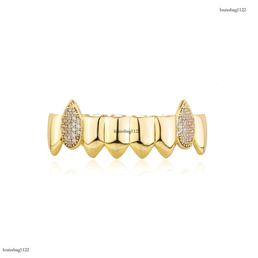 Full Dia Mixed Vampire Fangs Trendy Cool Men Halloween Decoration Fake Teeth Gold Braces Personality Accessories