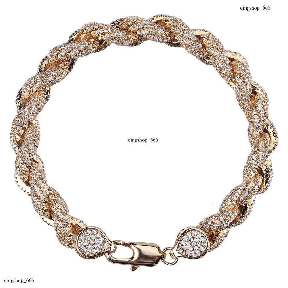 Hip Hop Sterling Silver Inlaid Dia 8mm Gold Color Twist Personality Fashion Exaggerated Lobster Clasp Men's Necklace