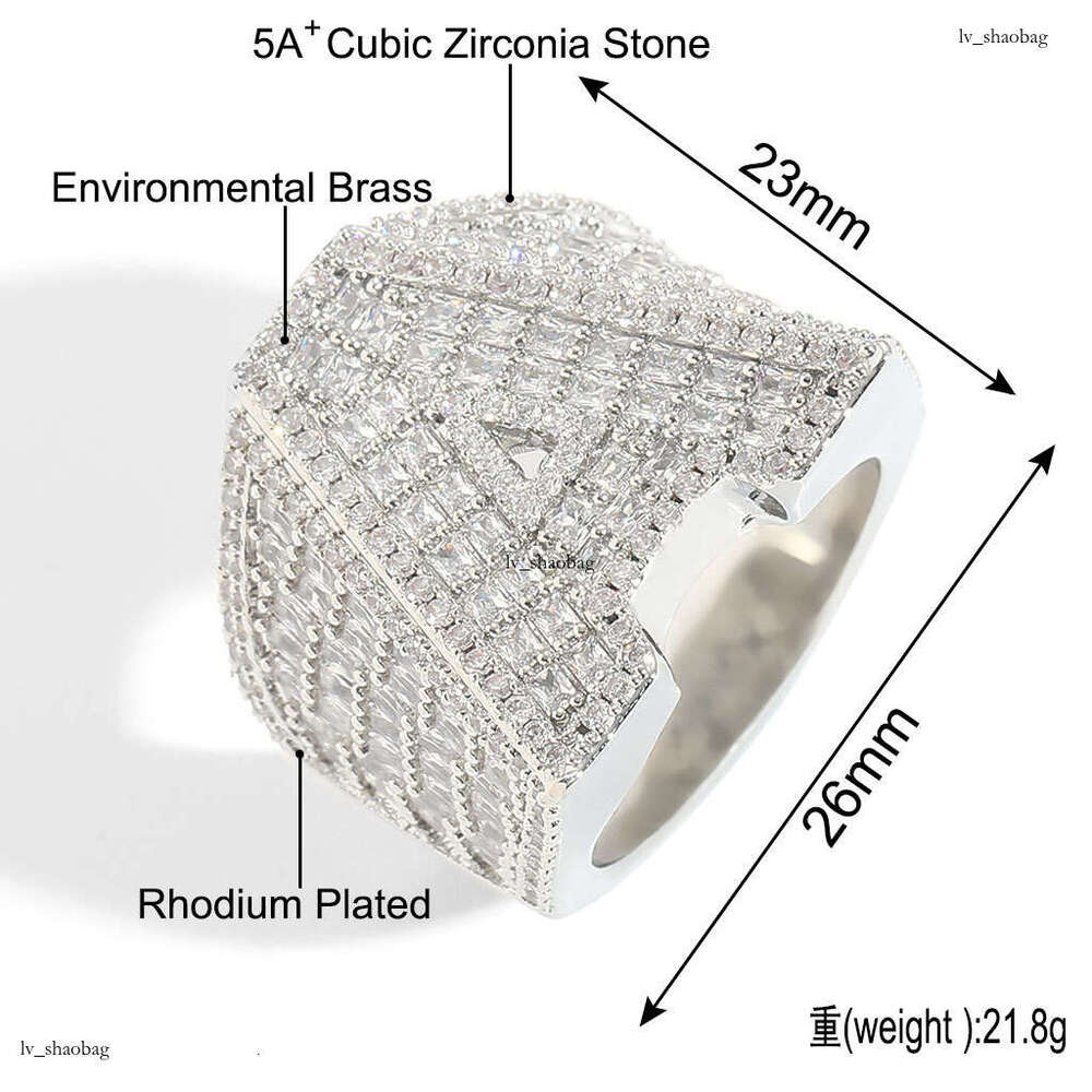 Creative English Letter Men's High-end Sterling Silver Inlaid Zircon Hip Hop Ring Jewelry