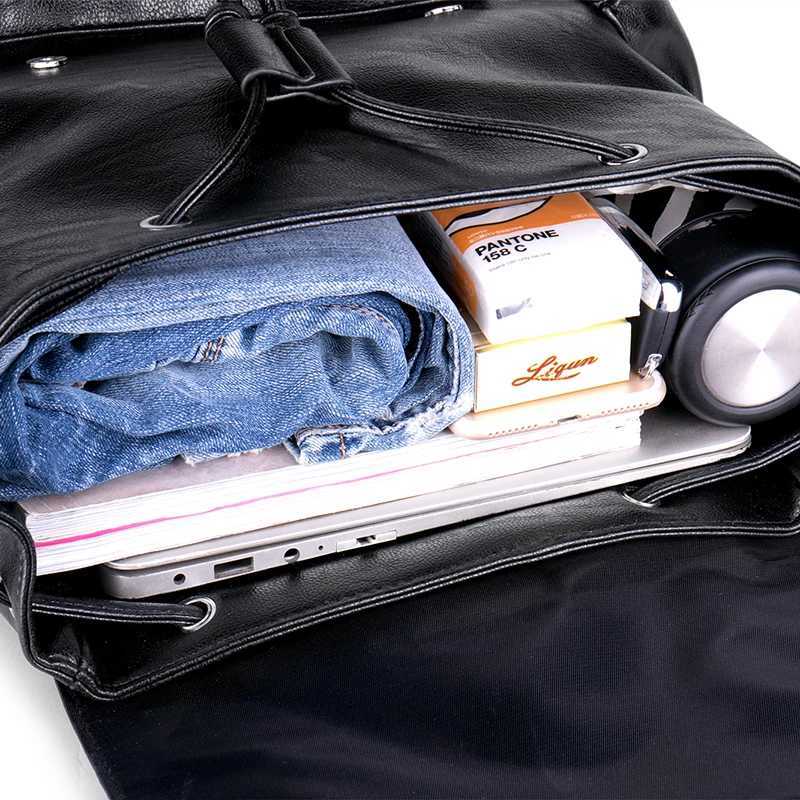 Mens PU Leather Backpack Large Capacity Travel Computer Backpack for Laptop Students School Bag Expandable USB Charger Bag Y250809