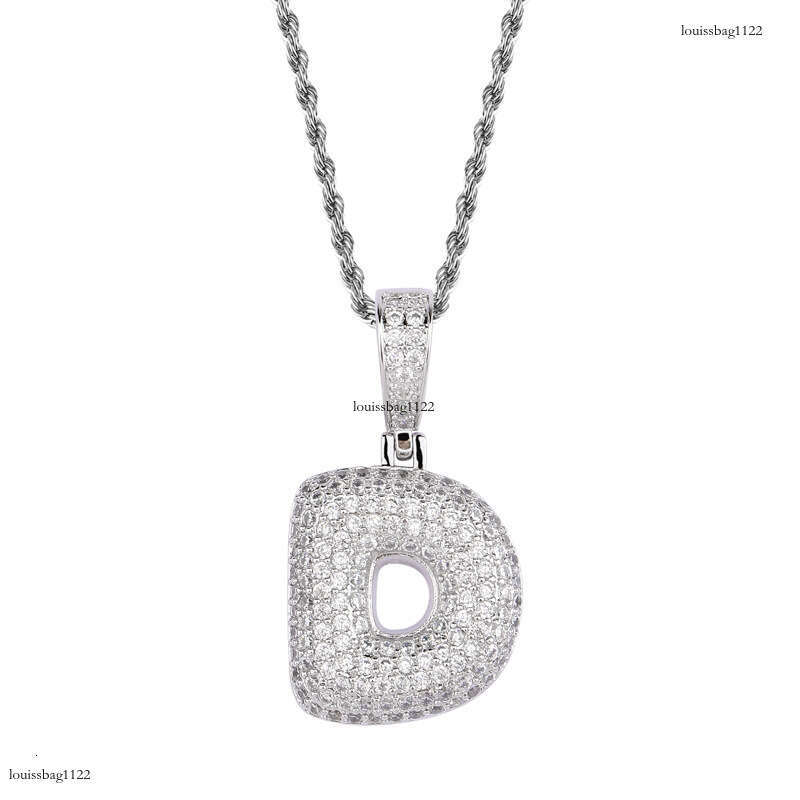 Sterling Silver Micro Inlaid Pendant DIY 26 English Alphabet Bubble Personality Hip Hop Splicing Letter Necklace