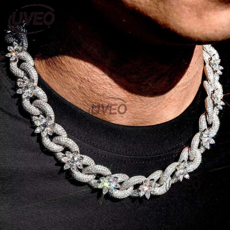 Jewelry VVS Gold Sterling Silver Iced Out 925 Moissanite Cuban Chain Hiphop Pass Diamond Tester Cuban Link Chains Pendant High Quality Mens Fashion Wo