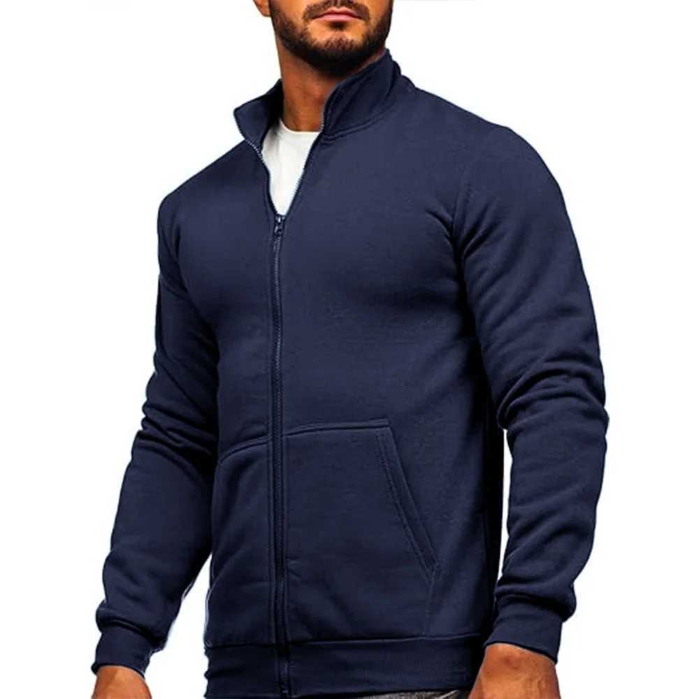 Mens Long Sleeve Sweatshirt Solid Full Zipper Design Sweatshirt for Men Clothing Sportswear Slim Fit Casual Fitness Jacket W250809