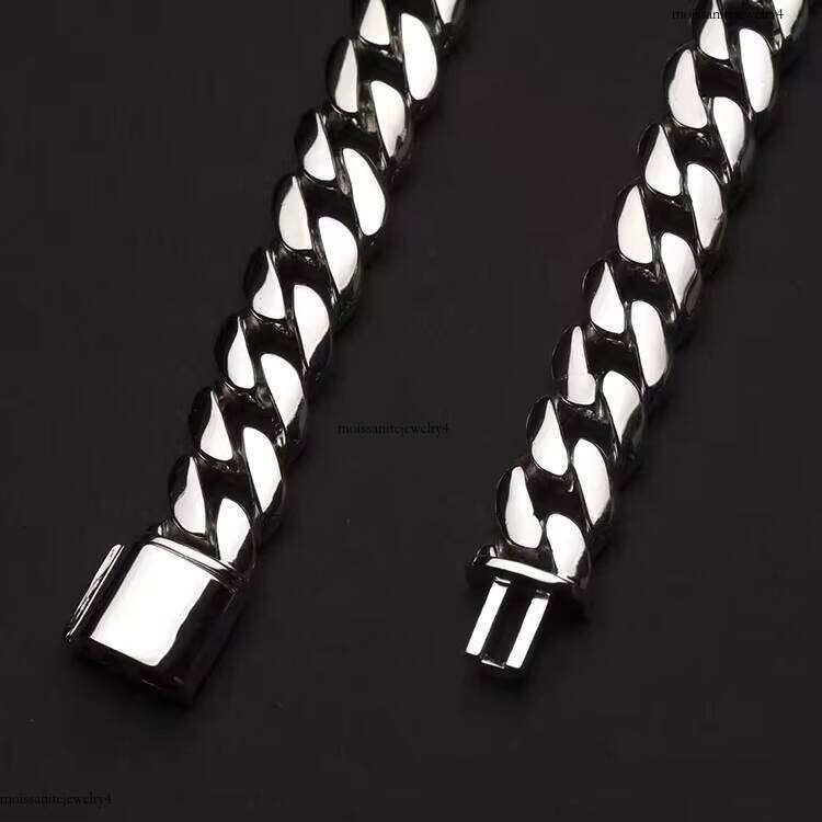 Simple Design Sterling Sier Gold Plated 8mm Wide Cuban Chain Bracelet Hip Hop Jewelry Necklace