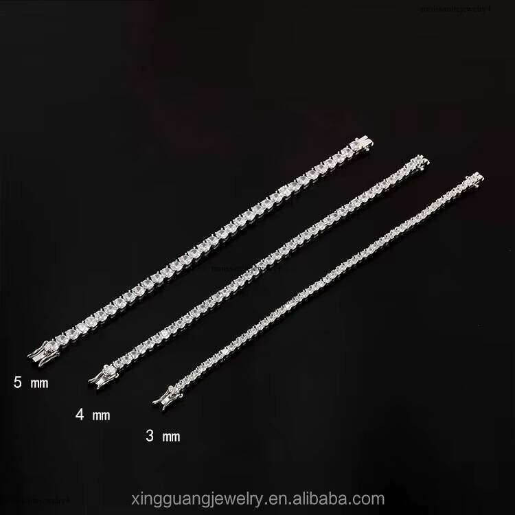 2 to 4 mm Dia Link Sier Gold Plated Fine Jewelry Bracelet VVS Moissanite Tennis Chain