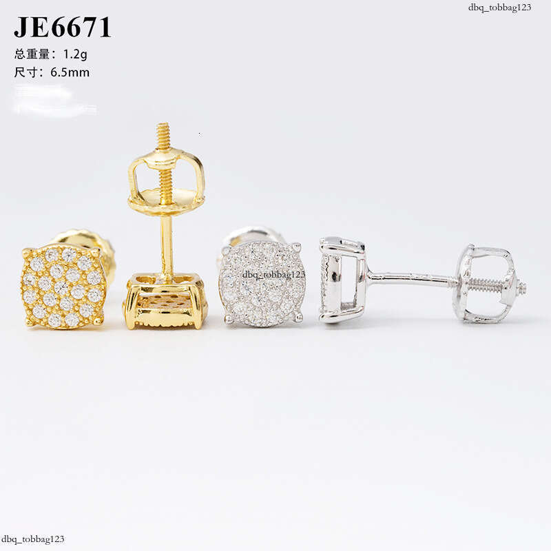 ICED OUT Hip Hop Sier Moissanite Hiphop Trendy Full Dia Electroplated Earrings