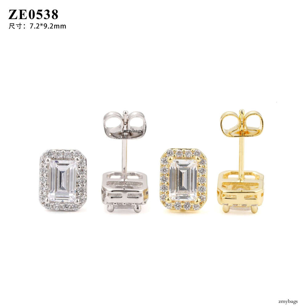 ICED OUT New Sier Inlaid Moissanite Classic Square Stud Earrings