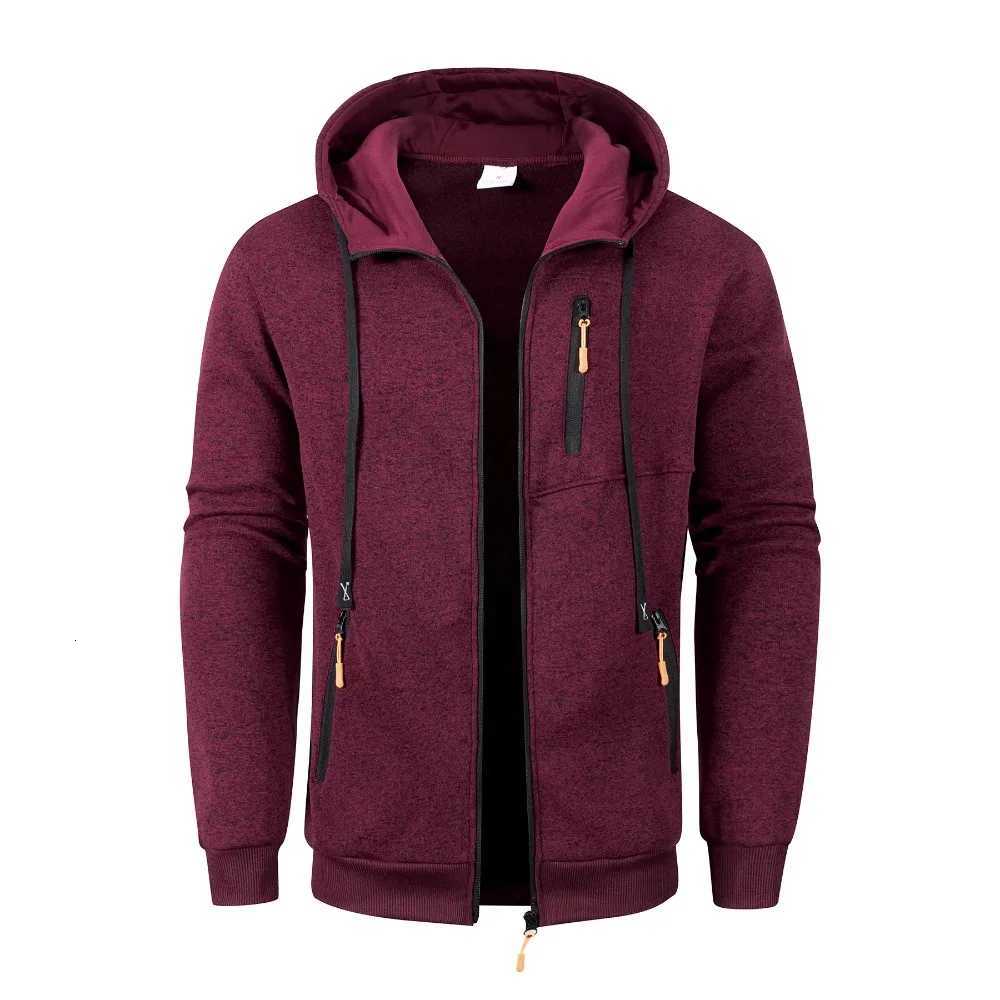 Mens Sports Zipper Jackets Autumn Winter Multiple Pockets Hooded Sweatshirt Windbreaker Casual Long Sleeve Jacket Outerwear Coat W250809