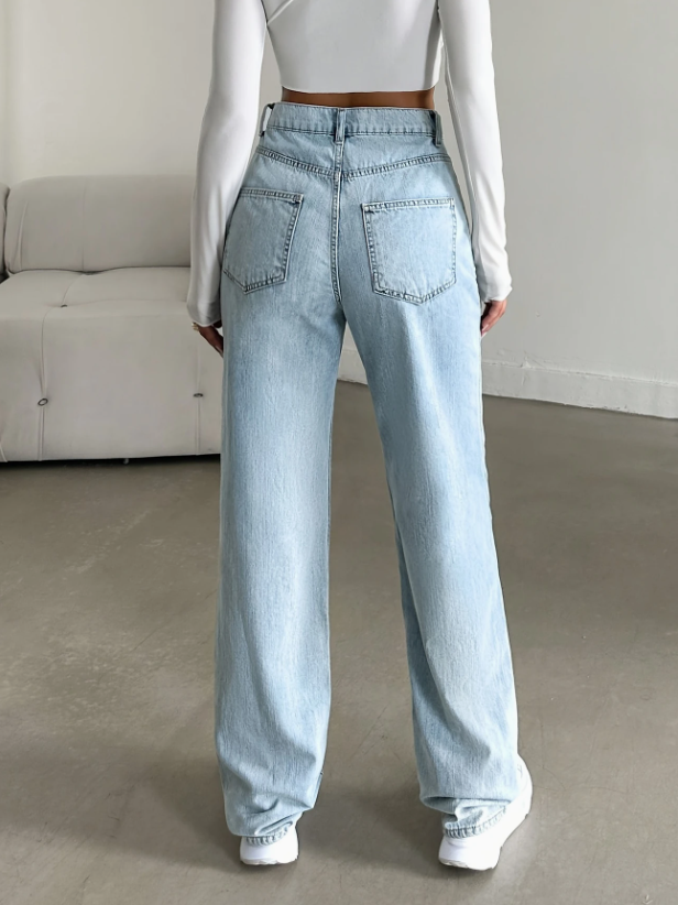 jeans Fashionable Ladies' Striped Panty Jeans Featuring Elastic Waistband Comfort