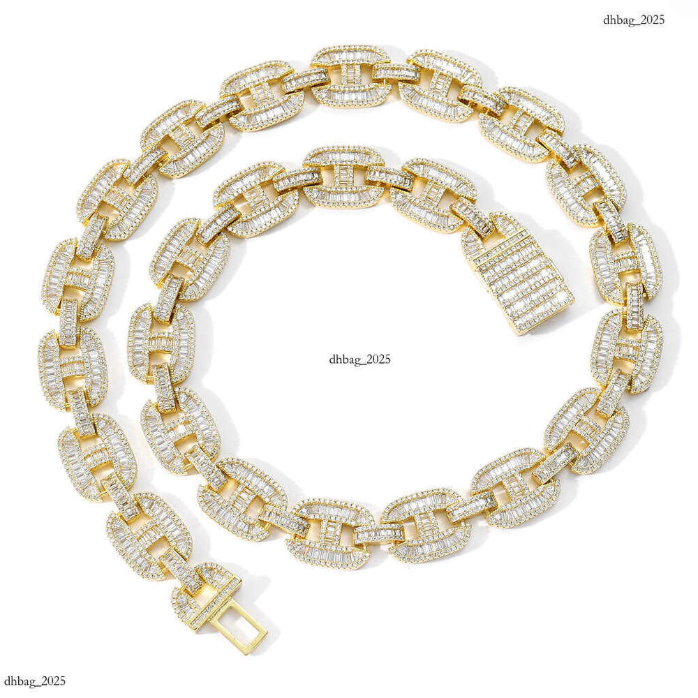 Pig Nose Cuban Chain Micro Paved Square Round Moissanite chain Hip Hop Men's Necklace