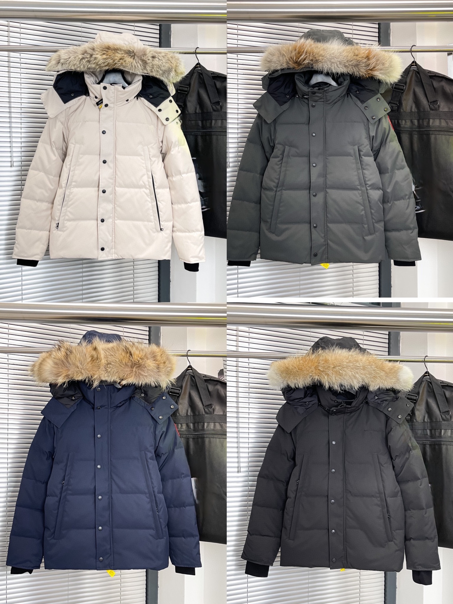 Winter High Quality Men Designer Jacket Women Wyndham Wolf Skin Collar Parka Winter Fashion Outdoor Warm Windproof Coat
