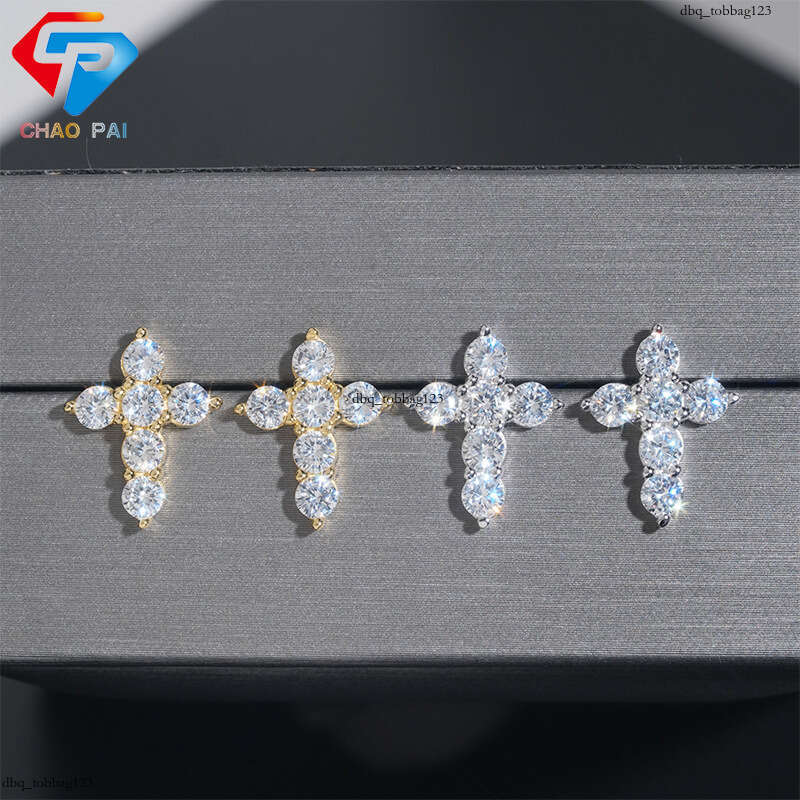 ICED OUT New Personalized CrosIced Out VVS Inlaid with 5A Zircon Hoop Earrings Studs