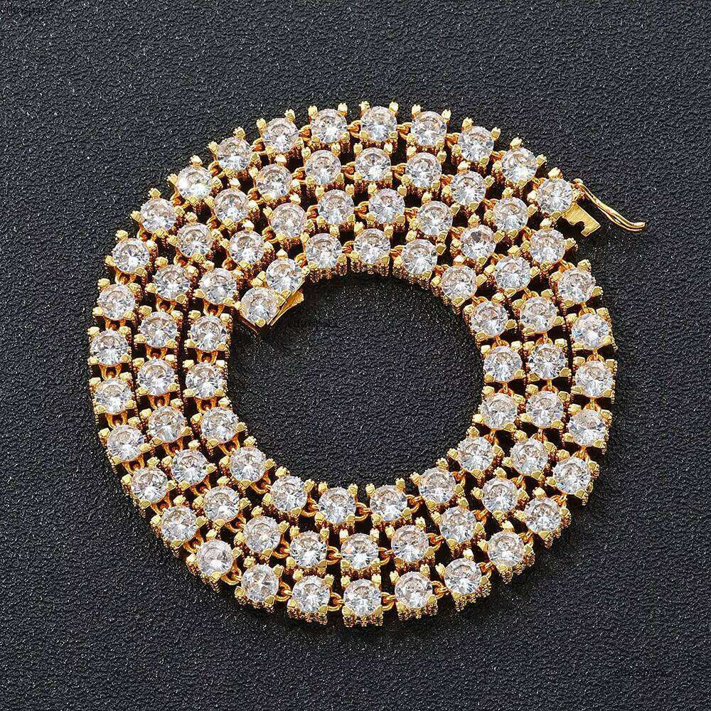 NUOYA Fine Jewelry New Design Iced Out Dia White Gold Plated 6mm Bling CZ Tennis Chain Women's Hip Hop Necklace