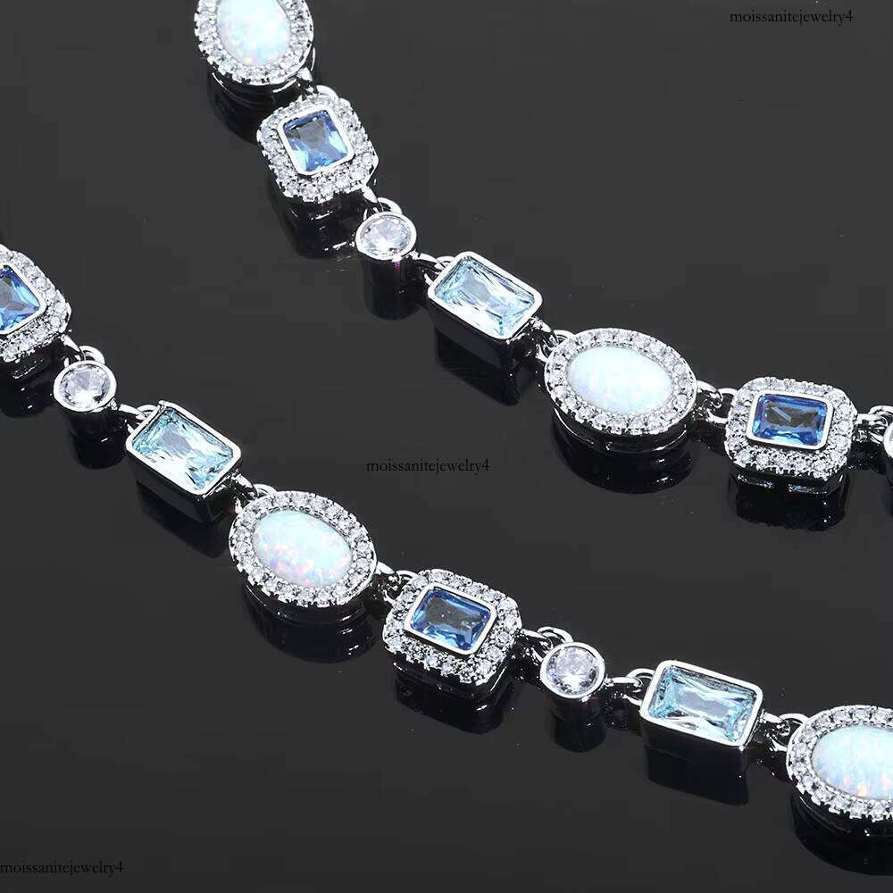 NUOYA Iced Out 6mm VVS Moissanite Chain Sier Geometric Design Multicolor CZ Stones Hip Hop Bracelet Gift