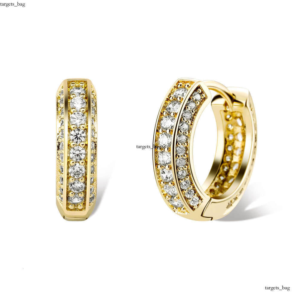 Hip Hop Three Row Zircon Round Unisex Personality Simple Stud Earrings Jewelry
