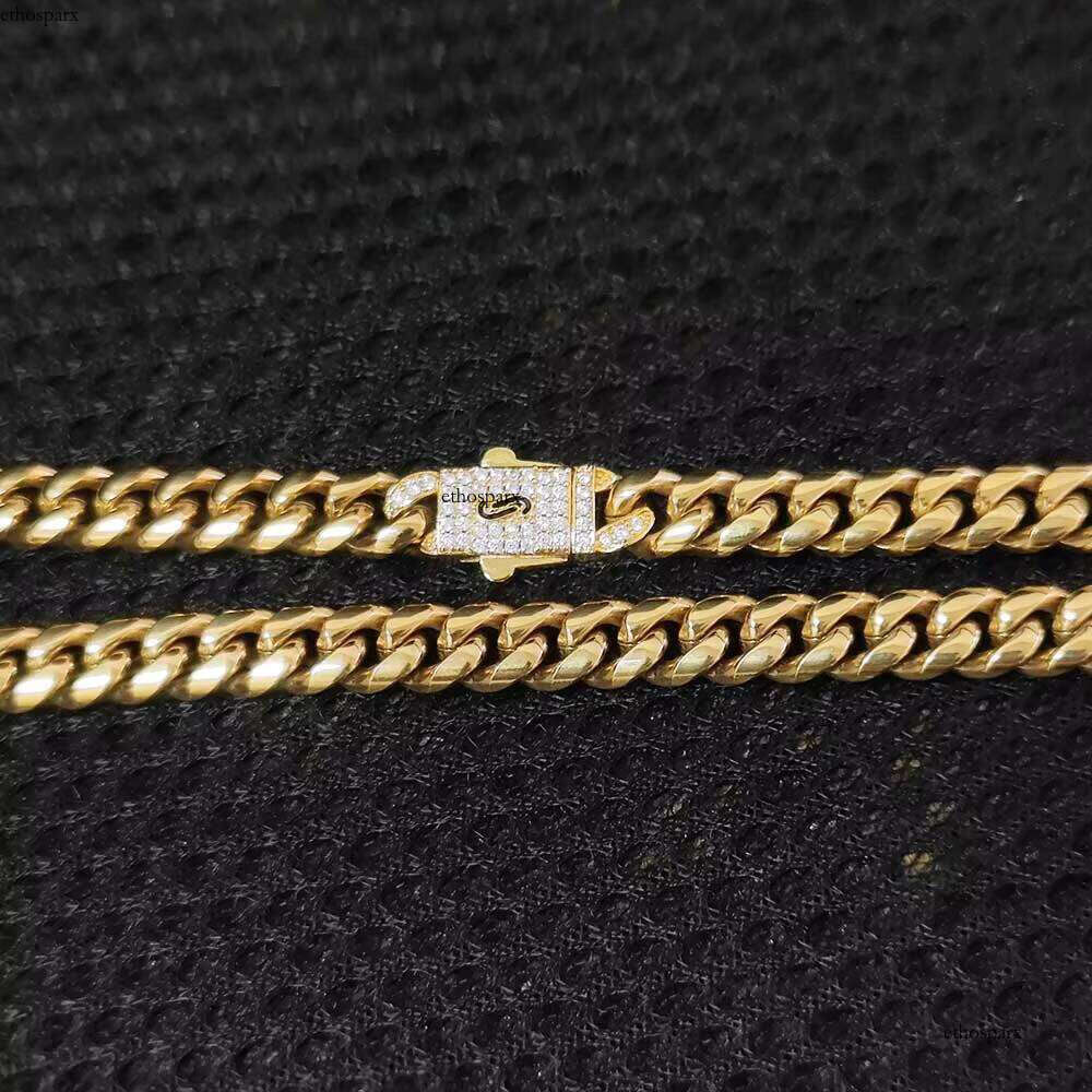 NUOYA Gold Plated Miami Link Hip Hop Custom Dia Clasp Stainless Steel Cuban Chain Necklace