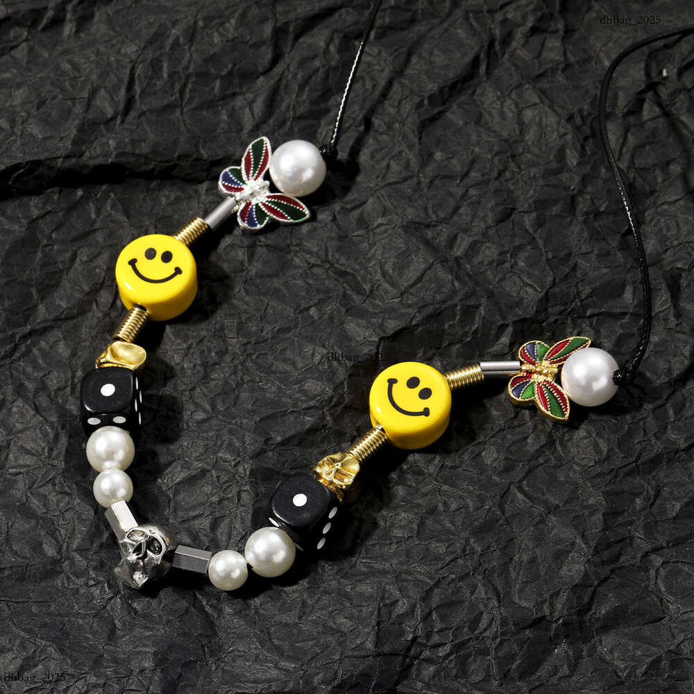 Ins Dice Skull Pearl Smiley Face Sterling Silver Asap Rocky Style Hip-Hop Necklace