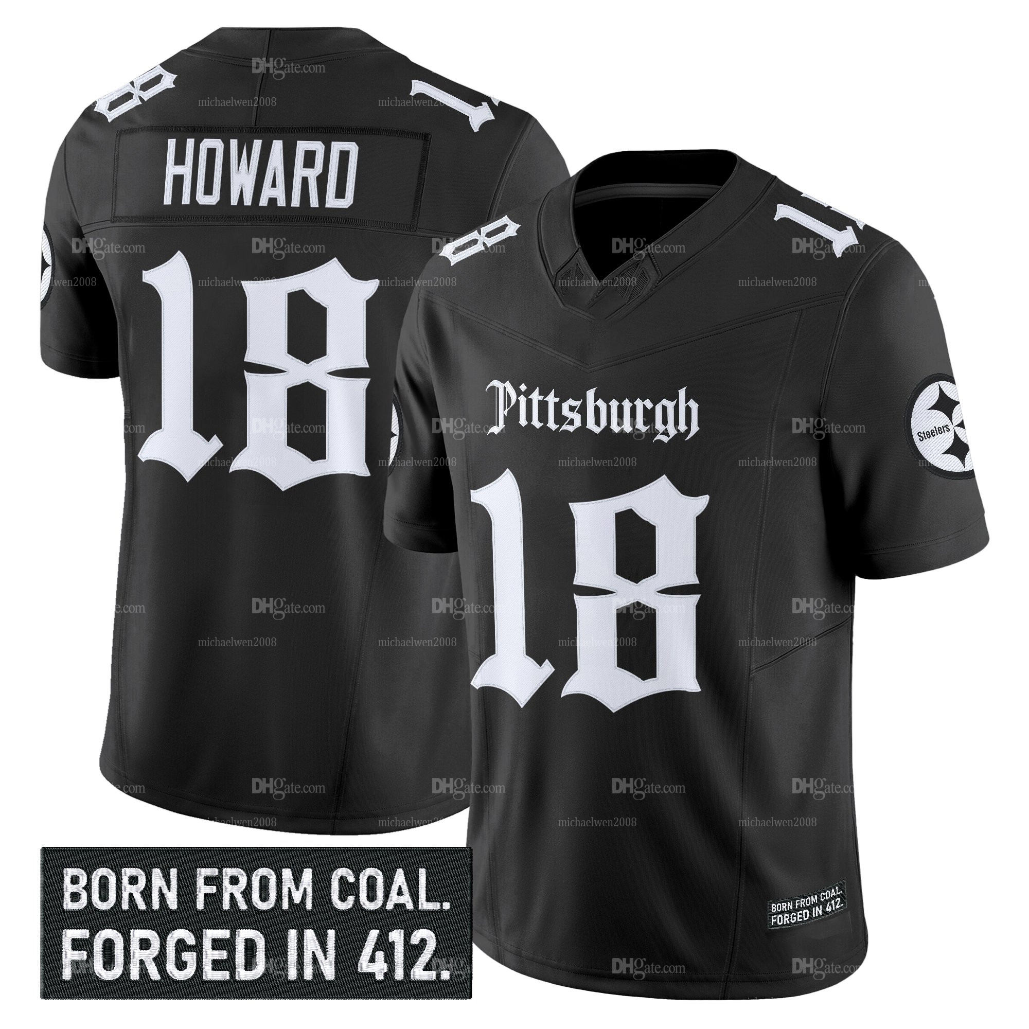 PittsburghSteeler 2025 Gothic Edition Football Jersey DK Metcalf T.J. Watt Aaron Rodgers Jack Sawyer Will Howard Porter Jr Polamalu Fitzpatrick Freiermuth