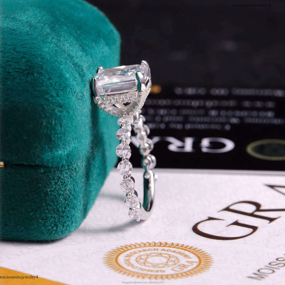 XG 4CT Radiant for Women VVS Moissanite Lab Grown Dia Custom Rings Sier 10 14 18 k Gold Fine Jewelry