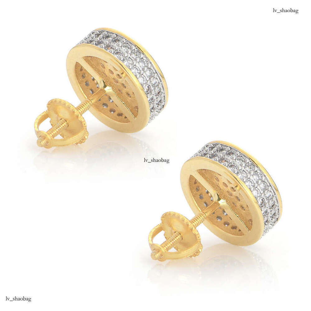 New Style Iced Out VVS Needle Round Men's Earrings Full Zircon Hip-Hop Trendy Jewelry