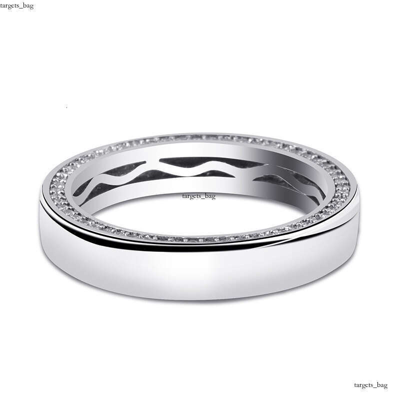 New S Silver Glossy Hip-Hop Ring Micro-Paved Zircon Unisex Couple Rings Gold Australian Jewelry