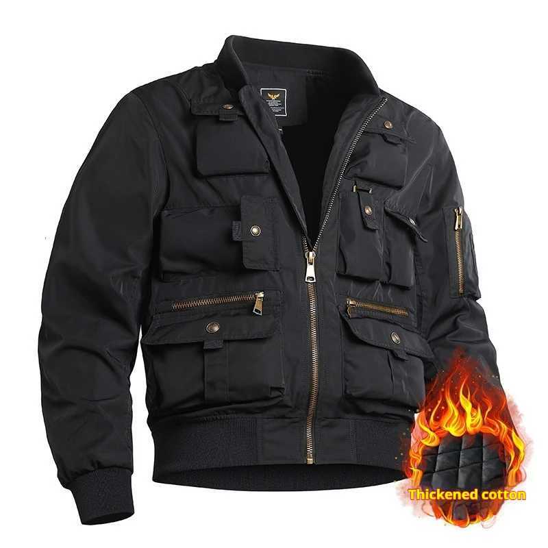 Multi Pocket Autumn and Winter Mens Trench Coat New Solid Color Loose Outdoor Fishing Overalls Mens Waterproof Sports Jacket W250809