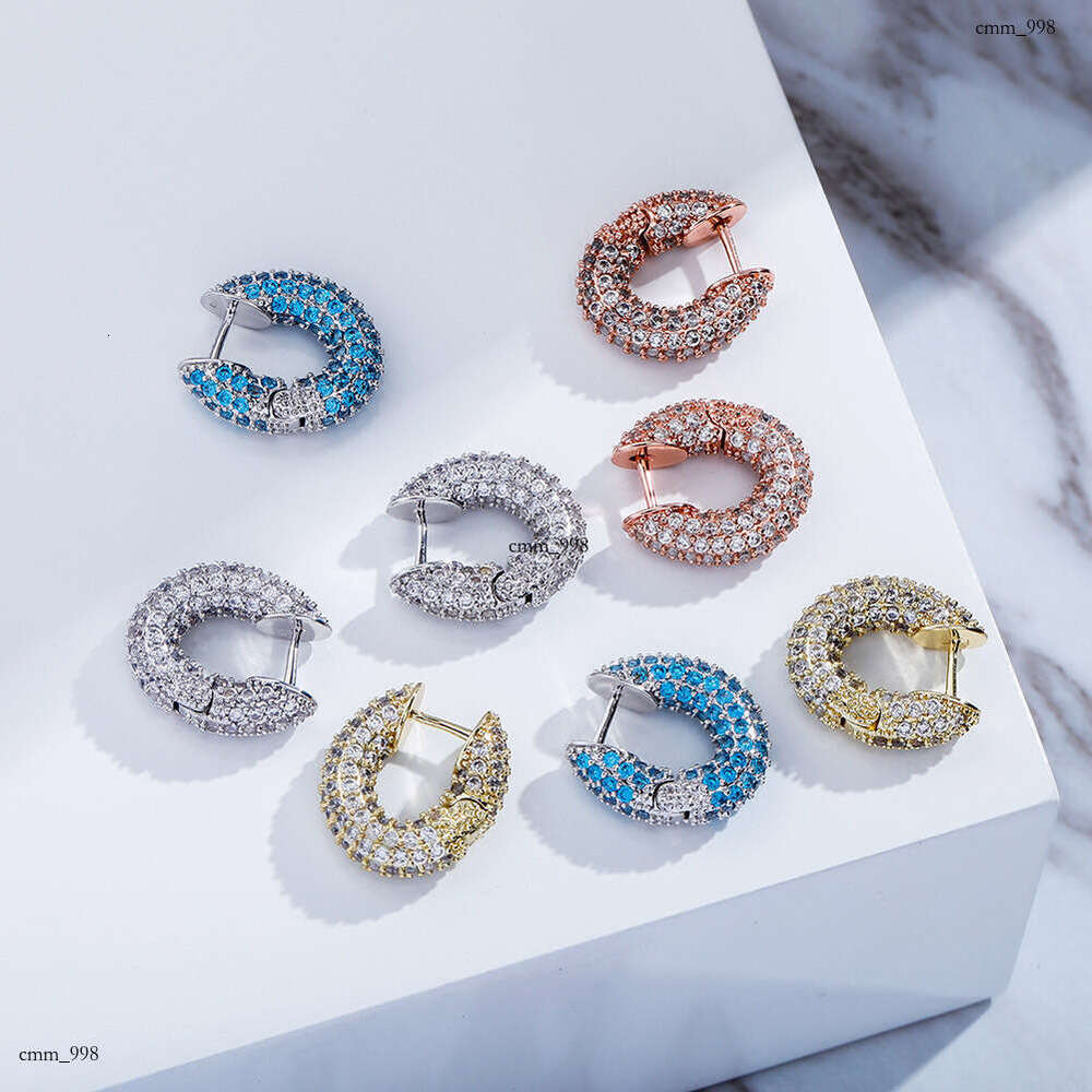 INS Style Full Dia Women's Simple Versatile Earrings Trendy Studs for Women