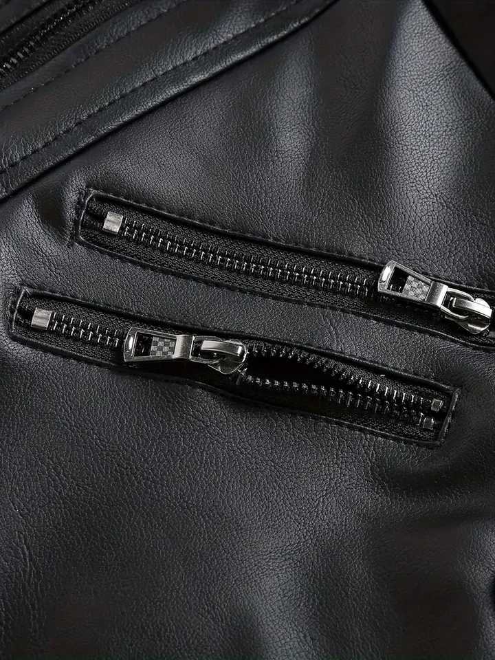 Motorcycle Leather Jackets Men Casual Fashion Motorcycle Coat Slim Fit Lapel PU Jackets Autumn Windproof Leather Coat Men W250809